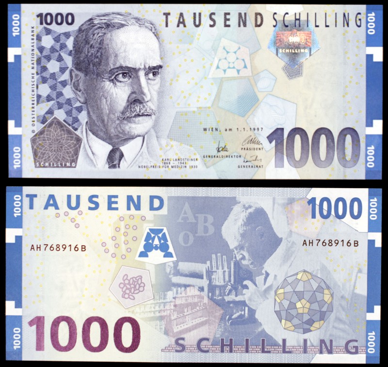 1997. Austria. Banco Nacional. 1000 chelines. (Pick 155). 1 de enero, Karl Lands...