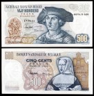 (19)61. Bélgica. Banco Nacional. 500 francos. (Pick 135a). 17 de agosto, Bernard Van Orley. S/C.
