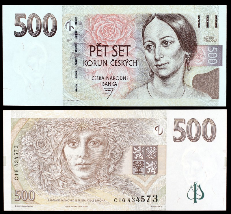 1997. República Checa. Banco Nacional. 500 coronas. (Pick 20). Bozena Nemcová. S...