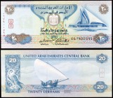 2000 / AH 1420. Emiratos Árabes Unidos. Banco Central. 20 dirhams. (Pick 21b). Club de Golf de Dubái. S/C.