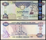 2000 / AH 1420. Emiratos Árabes Unidos. Banco Central. 500 dirhams. (Pick 24b). Mezquita de Dubái. Raro. S/C.