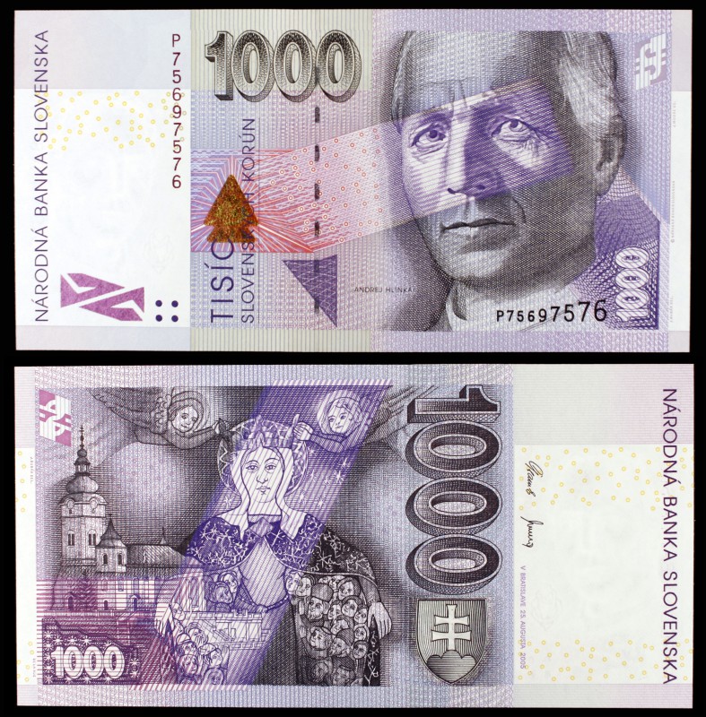 2005. Eslovaquia. Banco Nacional 1000 coronas. (Pick 47a). 25 de agosto, Andrej ...