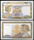 1942. Francia. Banco de Francia. 500 francos. (Pick 95b). 1 de octubre. Raro así. S/C-.