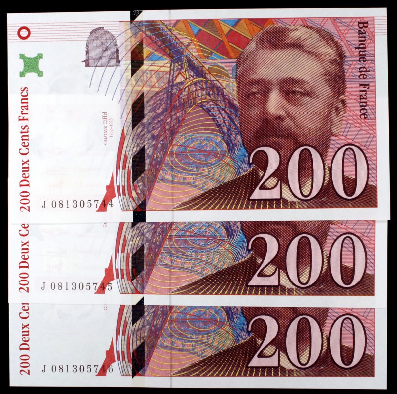 1999. Francia. Banco de Francia. 200 francos. (Pick 159c). Gustave Eiffel. Trío ...