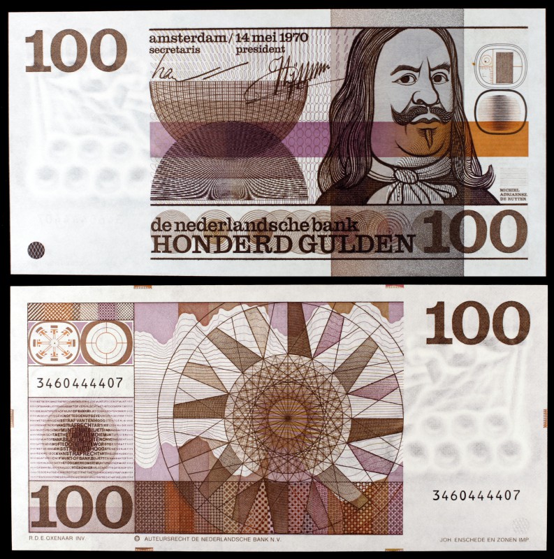 1970. Holanda. De Nederlandsche Bank. 100 gulden. (Pick 93a). 14 de mayo, Michie...
