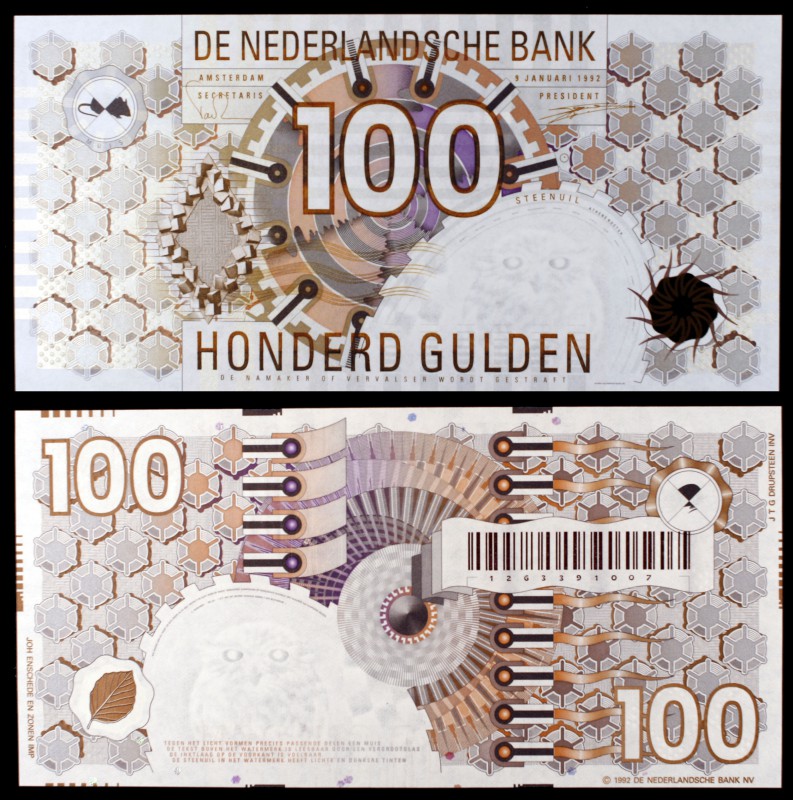 1992 (1993). Holanda. De Nederlandsche Bank. 100 gulden. (Pick 101). 9 de enero ...