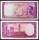 s/d (1951). Irán. Banco Melli Irán. 100 rials. (Pick 50). Shah Pahlavi / Ruinas del Palacio de Darius. Escaso. S/C-.
