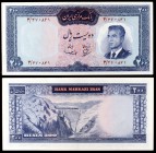 s/d (1965). Irán. Banco Markazi. 200 rials. (Pick 81). Shah Pahlavi. Escaso. S/C-.