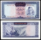 s/d (1969-71). Irán. Banco Markazi. 200 rials. (Pick 87a). Puente del ferrocarril. S/C.