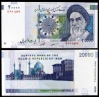 s/d (2004-5). Irán. Banco Central de la República Islámica. 20000 rials. (Pick 147a). Imán Khomeini. S/C.