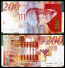 1999. Israel. Banco de Israel. 200 nuevos sheqalim. (Pick 62a). Zalman Shazar. S/C.
