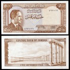 1959 (1965). Jordania. Banco Central. 500 fils. (Pick 9a). Rey Hussein / Ruinas de Jerash. S/C.