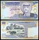AH 1412 / 1992. Jordania. Banco Central. 10 dinars. (Pick 26a). Hussein / Castilla de Ajlun. S/C.