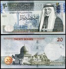 AH 1423 / 2002. Jordania. Banco Central. 20 dinars. (Pick 37a). Hussein / Cúpula de la Roca. S/C-.