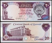 1968 (1992). Kuwait. Banco Central. 20 dinars. (Pick 22b). Centro de Justicia en reverso. S/C.
