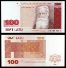 1992 (1994). Letonia. Banco de Letonia. 100 latu. (Pick 47). Krisjanis Barons. Raro. S/C-.