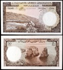 1952. Líbano. Banco de Siria y Líbano. 50 libras. (Pick 59a). 1 de enero. Raro. MBC+.