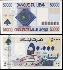 2001. Líbano. Banco de Líbano. 50000 libras. (Pick 82). Escaso. S/C.
