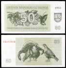 1992. Lituania. Banco de Lituania. 50 (talonas). (Pick 41). Black grouse. EBC.