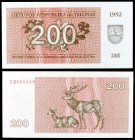 1992. Lituania. Banco de Lituania. 200 (talonas). (Pick 43a). Ciervos rojos. S/C.
