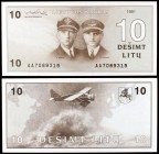 1991 (1993). Lituania. Banco de Lituania. 10 litu. (Pick 47a). Aviadores Steponas Darius y Stasys Girénas. S/C.