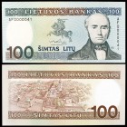 1991 (1993). Lituania. Banco de Lituania. 100 litu. (Pick 50a). Simonas Daukantas. Raro. S/C.