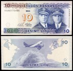 1993. Lituania. Banco de Lituania. 10 litu. (Pick 56a). Aviadores Steponas Darius y Stasys Girénas. S/C.
