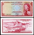 1967 (1968). Malta. Banco Central. 10 chelines. (Pick 28a). Escaso. S/C.