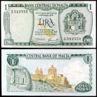 1967 (1973). Malta. Banco Central. 1 lira. (Pick 31d). S/C-.