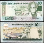 1967 (1986). Malta. Banco Central. 10 liras. (Pick 39). Agatha Barbara. Escaso. S/C.