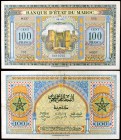 1943. Marruecos. Banco Estatal. 100 francos. (Pick 27a). 1 de agosto. Escaso. MBC-.