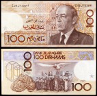 1987 / AH 1407. Marruecos. Banco Al-Maghrib. 100 dirhams. (Pick 65c). Rey Hassan II. S/C.