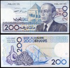 1987 / AH 1407. Marruecos. Banco Al-Maghrib. 200 dirhams. (Pick 66c). Rey Hassan II. S/C.