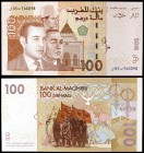 2002 / AH 1423. Marruecos. Banco Al-Maghrib. 100 dirhams. (Pick 70). Mohammed VI, Hassan II y Mohammed V. S/C.