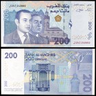 2002 / AH 1423. Marruecos. Banco Al-Maghrib. 200 dirhams. (Pick 71). Mohammed VI y Hassan II. S/C.
