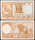 1954. Noruega. Banco Noruego. 10 coronas. (Pick 31a). Christian Michelsen. Serie D. S/C.