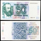 1993. Noruega. Banco Noruego. 50 coronas. (Pick 42e). Aasmund Olavsson Vinje. S/C.
