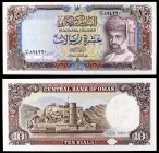 1993 / AH 1413. Omán. Banco Central. 10 rials. (Pick 28b). Sultán Qaboos bin Sa'id / Fortaleza Mirani. Escaso. S/C.