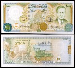 1997 / AH 1418. Siria. Banco Central. 1000 libras. (Pick 111a). Mezquita de los Omeyas. S/C.