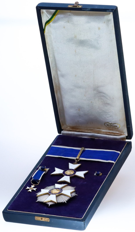 Silver; Enameled; neck ribbon cross 73x62 mm., breast star 75 mm., miniature 19 ...