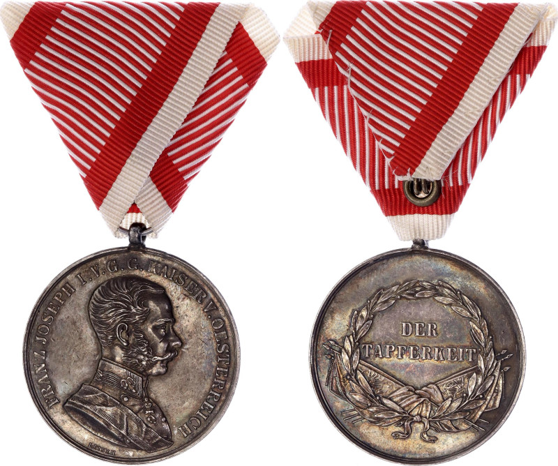 Barac# 85; Silver 40 mm.; Franz Joseph I (1849-1916); with original ribbon; orig...