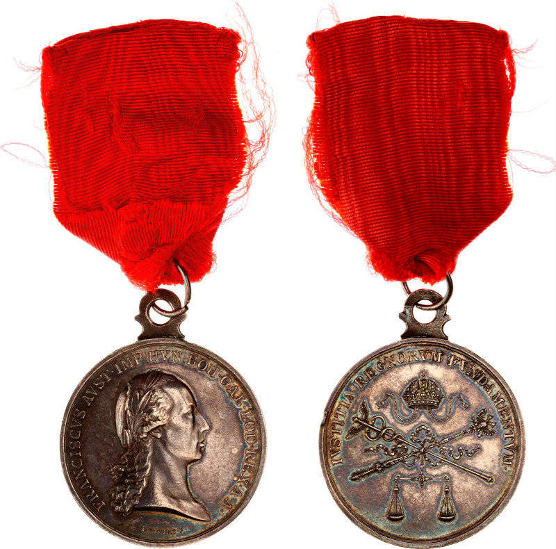 Barac# 158; Silver 53x42,8 mm.; Franz I (1804-1939); with original ribbon; mint ...