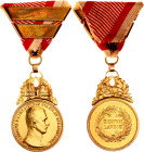 Austria - Hungary Large Gold Military Merit Medal "Signum Laudis" with 2 Claps 1917 - 1918 R4
