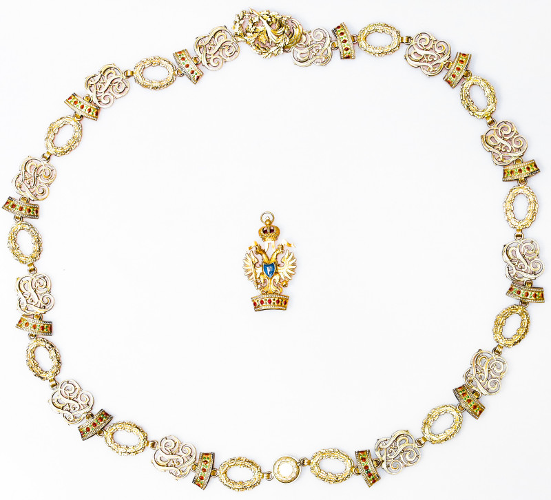 Barac# 572-580; vgAg/vgAE; Collar with 12 crowns with monograms 402,50g.; with n...