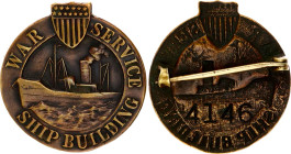 United States War Service Ship Bulding Badge WWII 1940 - 1945