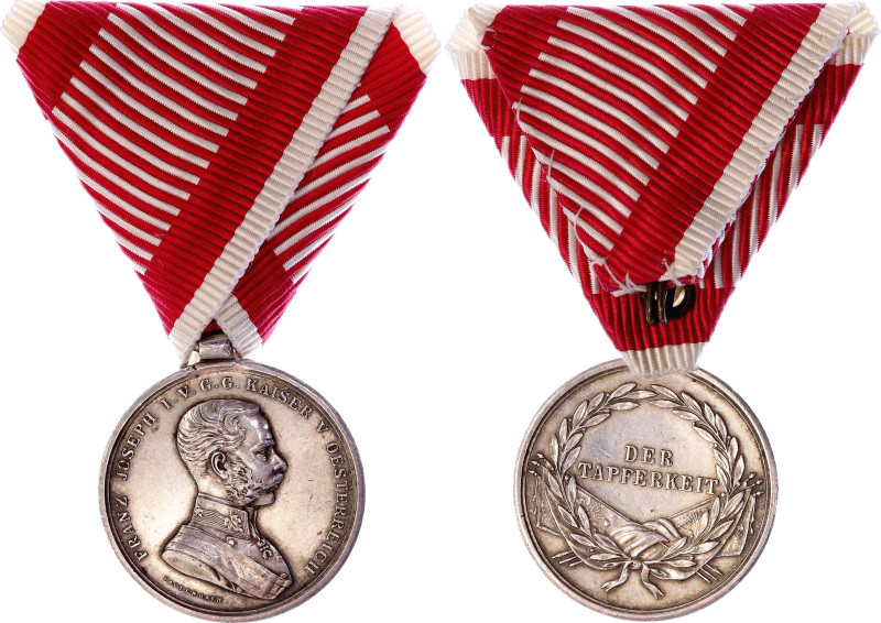 Barac# 86; Silver 33 mm.; Franz Joseph I (1849-1916); with original ribbon; orig...
