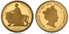 British Dependency. Elizabeth II gold Proof "Una and the Lion" 2 Pounds 2019 PR69 Deep Cameo PCGS, Commonwealth mint, KM304. Mintage: 399. This iconic...