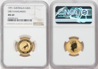 Elizabeth II gold "Grey Kangaroo" 25 Dollars (1/4 oz) 1991 MS69 NGC, KM142. 

HID09801242017

© 2022 Heritage Auctions | All Rights Reserved