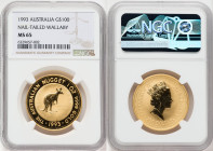 Elizabeth II gold "Nail-Tailed Wallaby" 100 Dollars (1 oz) 1993 MS65 NGC, KM393. 

HID09801242017

© 2022 Heritage Auctions | All Rights Reserved