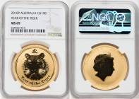 Elizabeth II gold "Year of the Tiger" 100 Dollars (1 oz) 2010-P MS69 NGC, Perth mint, KM1323. 

HID09801242017

© 2022 Heritage Auctions | All Rights ...